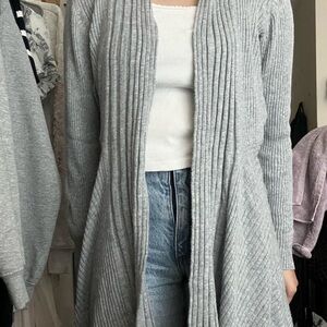 dana buchman gray ribbed cardigan size small